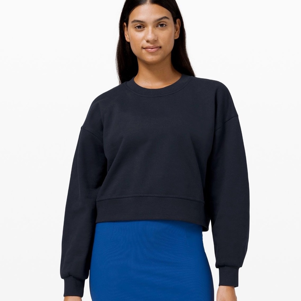 Lululemon Perfectly Oversized Cropped Crew French Terry True Navy NWT